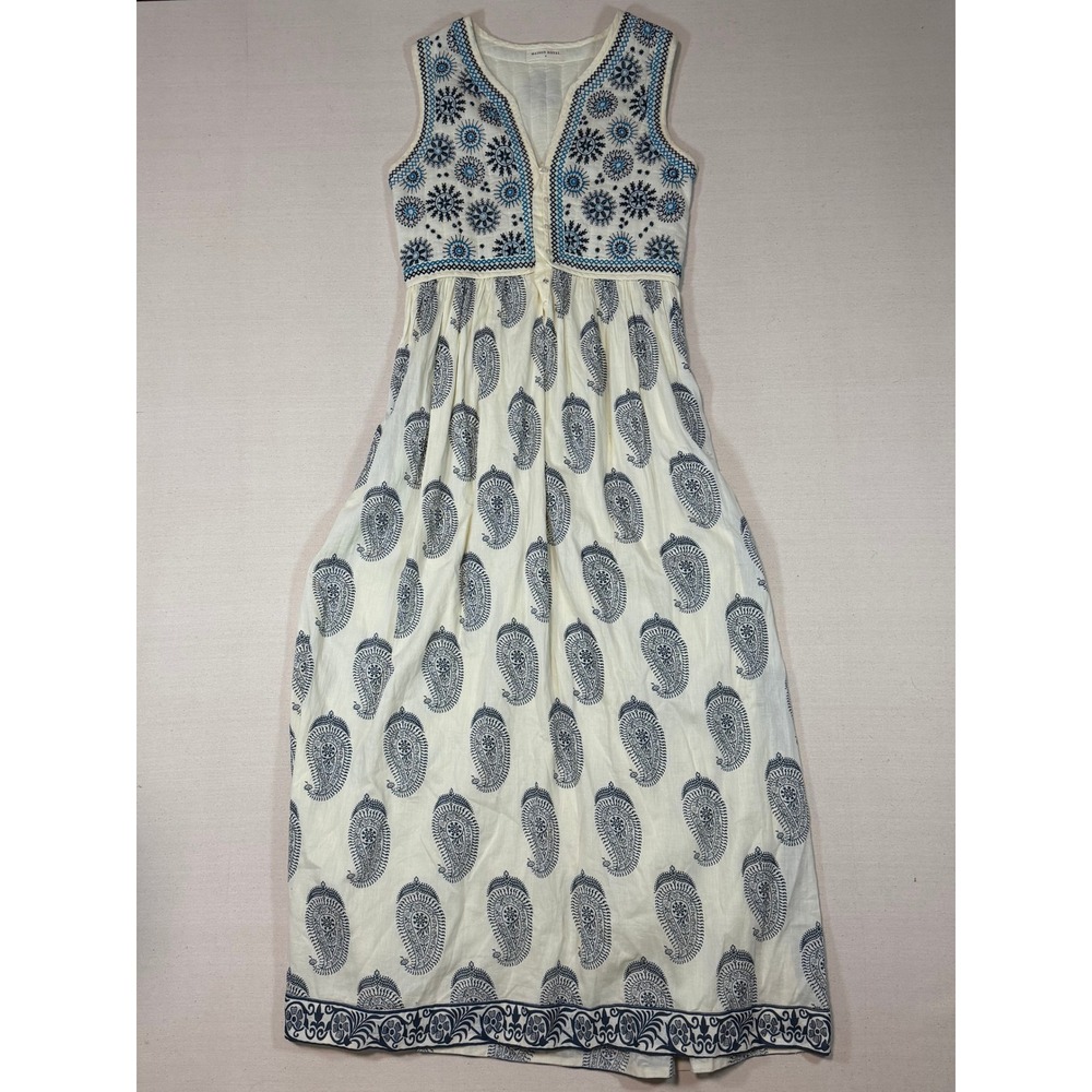 Maison Hotel Mirissa Kalinda Dress Cotton Gauze Embroidered Paisley Maxi Small